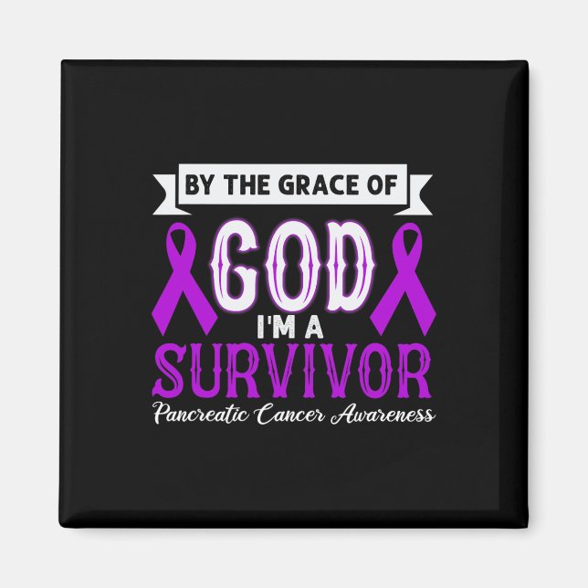 I’m A Survivor Pancreatic Cancer Purple Ribbon Chr Magnet (Front)