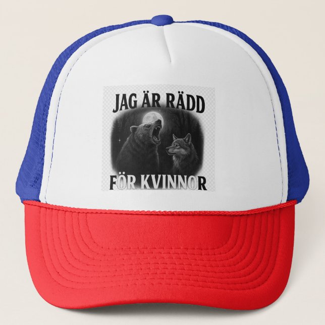 i m afraid of women trucker hat (Front)