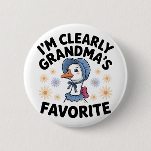 I’m Clearly Grandma’s Favorite funny goose flower 6 Cm Round Badge