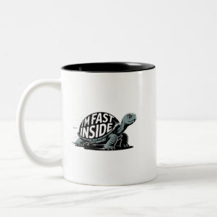 I’m Fast Inside Funny Turtle Humor Two-Tone Coffee Mug