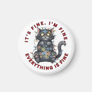I’m Fine Everything Is Fine Funny Christmas Cat Magnet