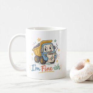 “I’m Fine-ish” Funny Garbage Truck Drinking Coffee Mug