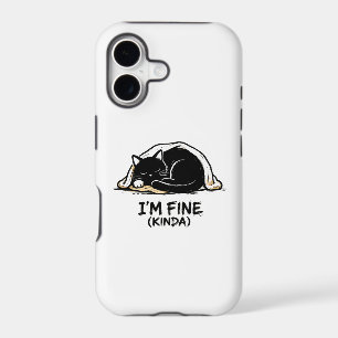 I’M FINE (KINDA)” Cozy Black Cat Graffiti iPhone C