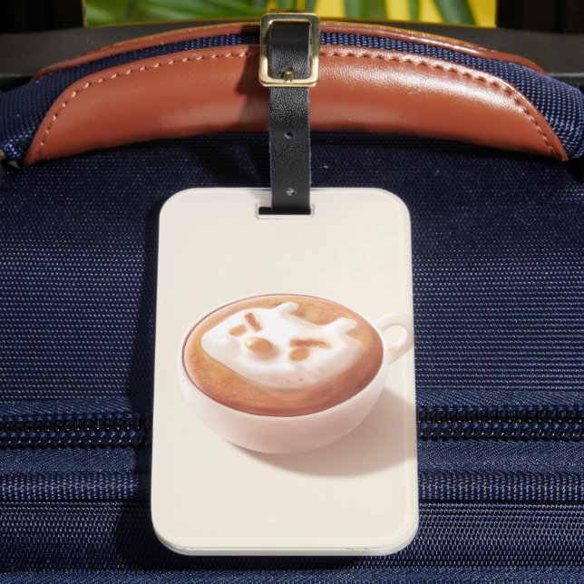 I’m Foaming With Feelings – Coffee Art Luggage Tag (Front Insitu 2)