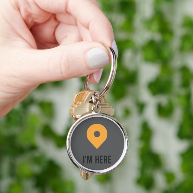  “I’m Here – Minimal Location Pin Sticker  Key Ring (Hand)