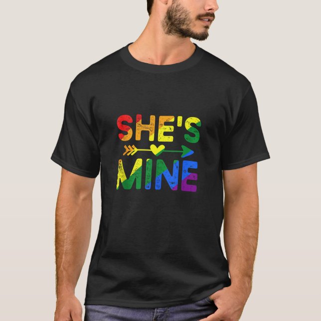 I m Hers She s Mine Matching LGBT Pride Lesbian Co T-Shirt (Front)