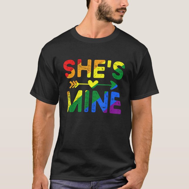 I m Hers She s Mine Matching LGBT Pride Lesbian Co T-Shirt (Front)