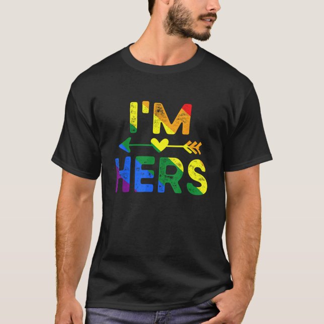 I m Hers She s Mine Matching LGBT Pride Lesbian Co T-Shirt (Front)