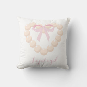 I’m Just a Girl Pearl Heart & Bow Design Cute Cushion