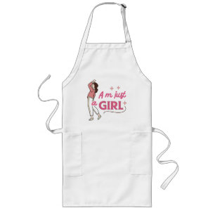 “I’m Just a Girl” Retro Feminist Empowerment Desig Long Apron