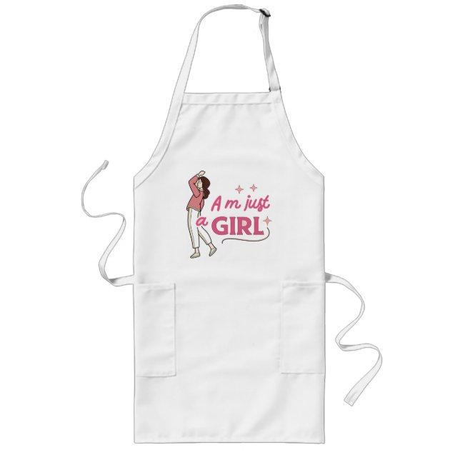 “I’m Just a Girl” Retro Feminist Empowerment Desig Long Apron (Front)
