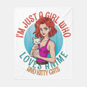 I m Just a Girl Who Loves Cats Fleece Blanket