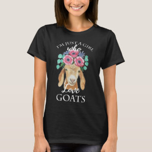 I_m Just a Girl Who Loves Goats Floral Colourful T-Shirt