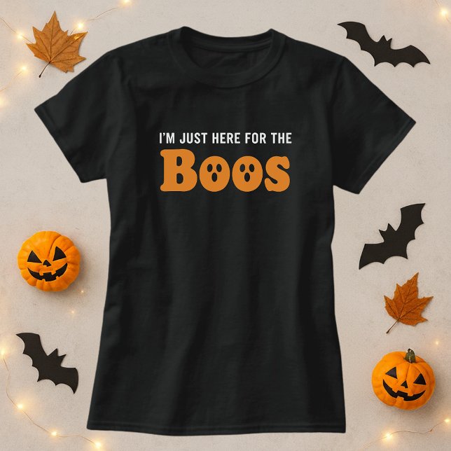 I’m Just Here for the BOOS Fun Halloween Ghost Pun T-Shirt (Creator Uploaded)