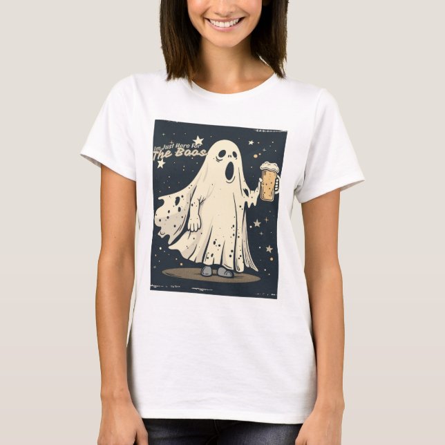 I’m Just Here for the Boos – Funny Drinking Ghost T-Shirt (Front)