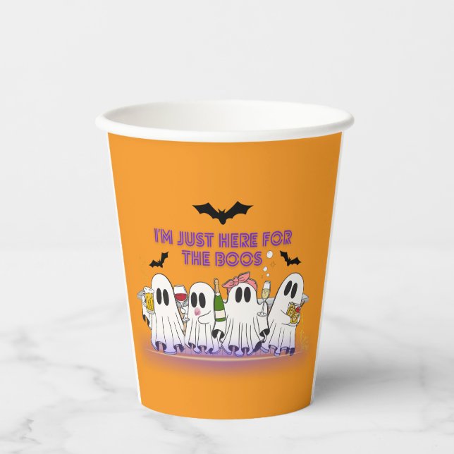 I’m Just Here For The Boos Funny Halloween Paper Cups (Front)