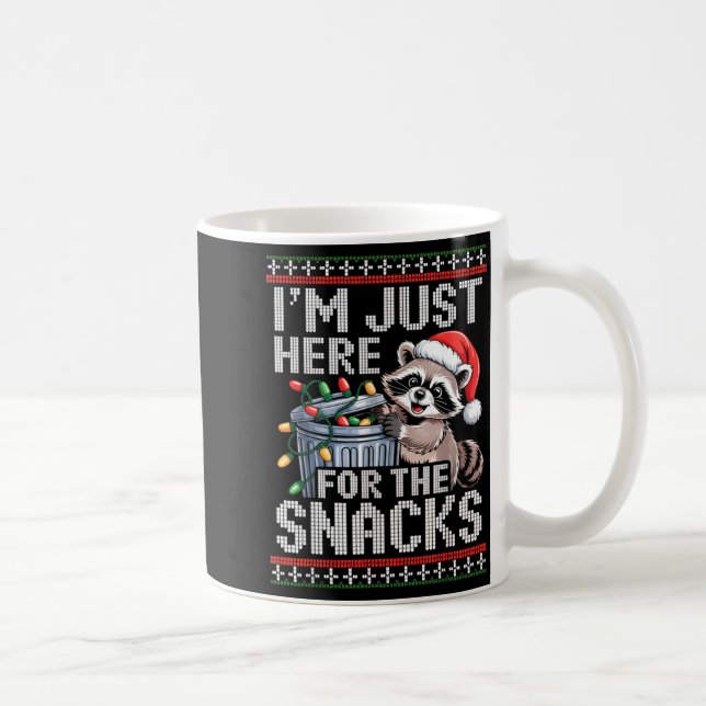 I’m Just Here For The Snacks Raccoon Christmas Ugl Coffee Mug (Right)
