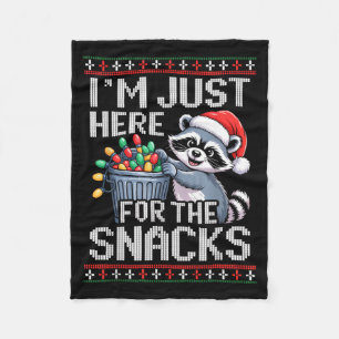I’m Just Here For The Snacks Raccoon Christmas Ugl Fleece Blanket