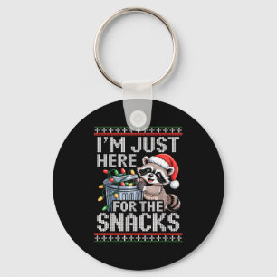 I’m Just Here For The Snacks Raccoon Christmas Ugl Key Ring