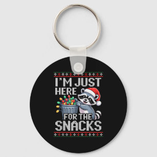 I’m Just Here For The Snacks Raccoon Christmas Ugl Key Ring