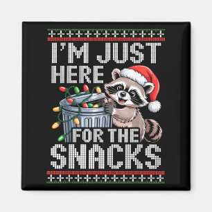I’m Just Here For The Snacks Raccoon Christmas Ugl Magnet