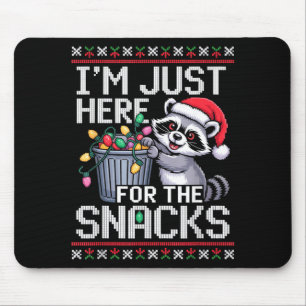 I’m Just Here For The Snacks Raccoon Christmas Ugl Mouse Mat