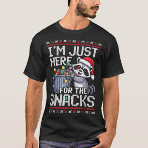 I’m Just Here For The Snacks Raccoon Christmas Ugl T-Shirt
