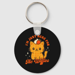 I’m Just Here For The Waffles Cute Cat Food Lover Key Ring