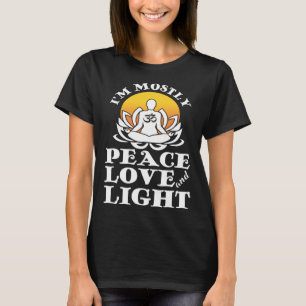 I m Mostly Peace Love And Light Retro Yoga  Namast T-Shirt