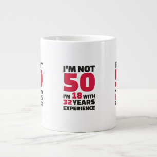 I m Not Fifty Funny Quote with Black PinkText Large Coffee Mug