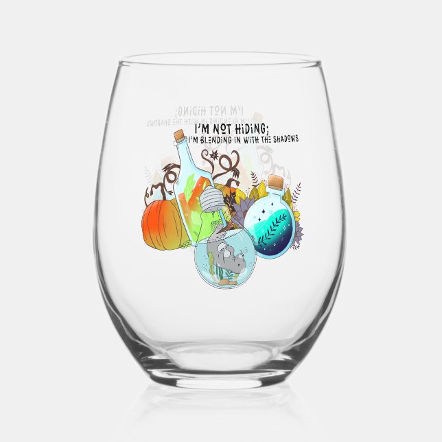 I’m not hiding; I’m blending in funny Stemless Wine Glass (Front)