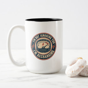 I’m Not Ignoring You, I’m Recharging – Vintage Two-Tone Coffee Mug