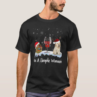I m Simple Woman Books Wine Golden Retriever Dog L T-Shirt