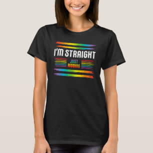I M STRAIGHT JUST KIDDING Rainbow LGBT Flag Gay P T-Shirt