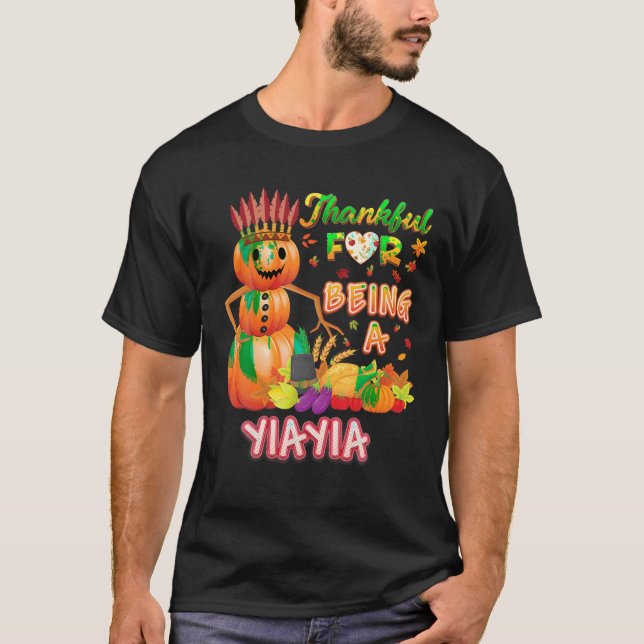 I m Thankful For Being A Yiayia Pumpkin Fall Thank T-Shirt (Front)