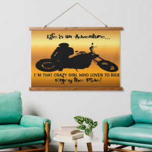 I`M THAT CRAZY GIRL WHO LOVES TO RIDE HANGING TAPESTRY