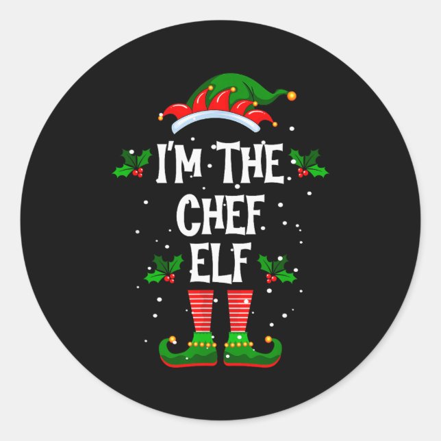 I’m The Chef Elf Christmas Xmas Pajama Pj Men Wome Classic Round Sticker (Front)