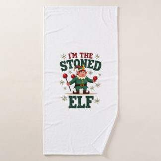 I�m The Stoned Elf Vintage Christmas Dabbing Unico Bath Towel