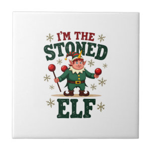 I�m The Stoned Elf Vintage Christmas Dabbing Unico Tile