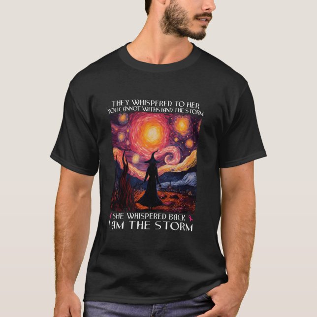 I m The Storm Breast Cancer Witch Halloween Starry T-Shirt (Front)