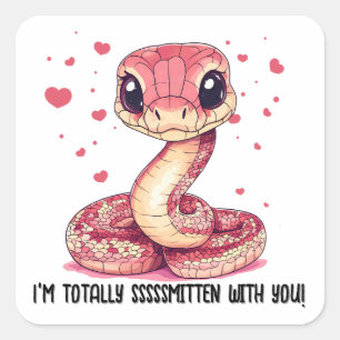 I’m totally sssssmitten... Snake Valentine's Day Square Sticker