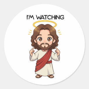 I’m Watching - Jesus Reacts Classic Round Sticker
