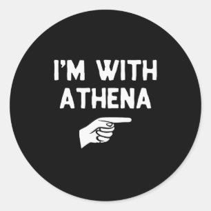 I’m With Athena Funny Halloween Matching Costume  Classic Round Sticker