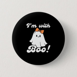 I’m With Boo Funny Retro 6 Cm Round Badge