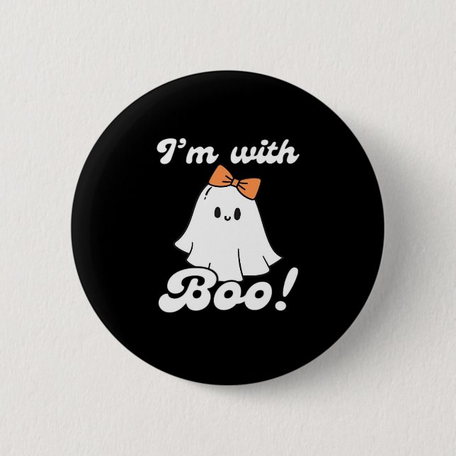 I’m With Boo Funny Retro 6 Cm Round Badge (Front)