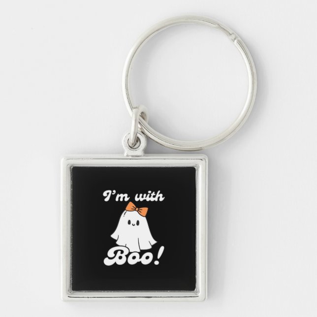 I’m With Boo Funny Retro Key Ring (Front)