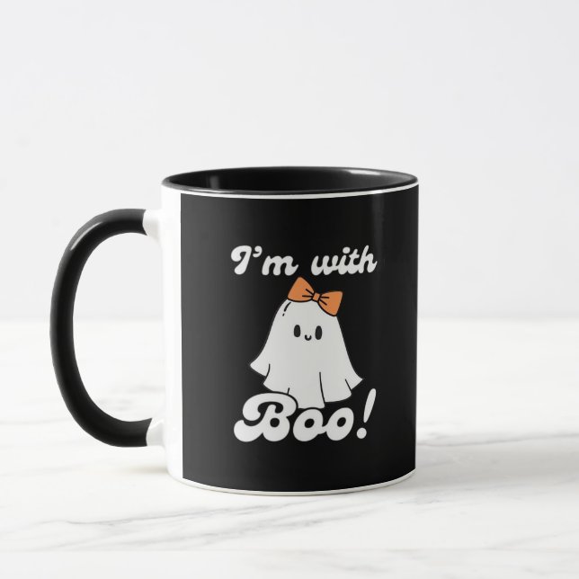 I’m With Boo Funny Retro Mug (Left)