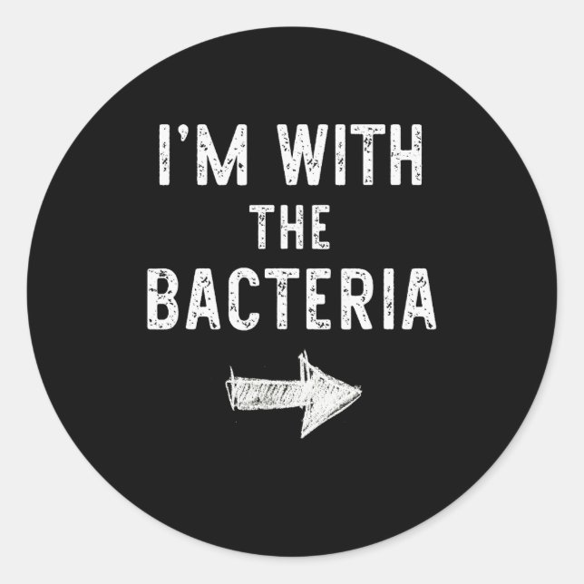 I’m With The Bacteria Funny Halloween Couple Costu Classic Round Sticker (Front)