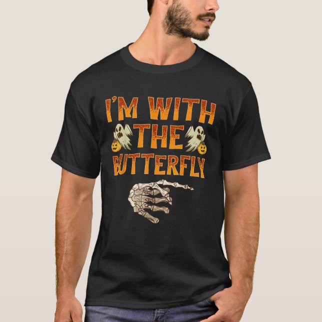 I m With The Butterfly Costume Funny Halloween Cou T-Shirt (Front)