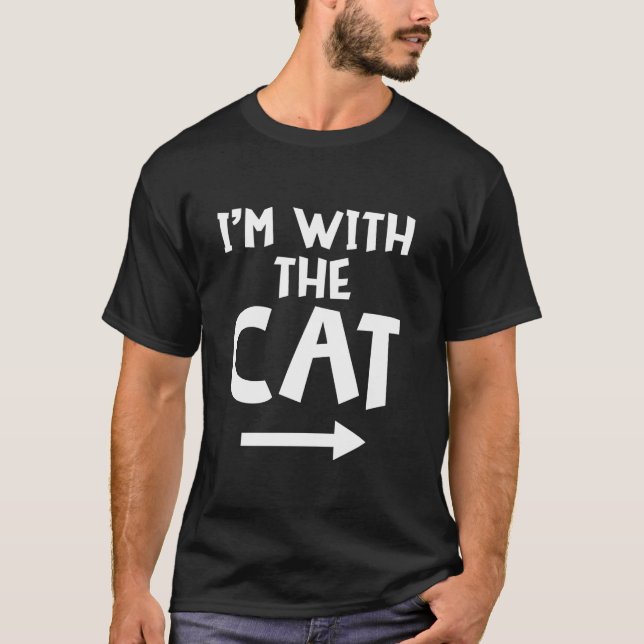 I m With The Cat Funny Matching Couple Halloween C T-Shirt (Front)